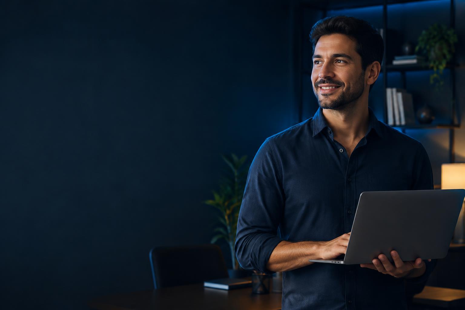 Investidor usando o OpçãoPro em um notebook
